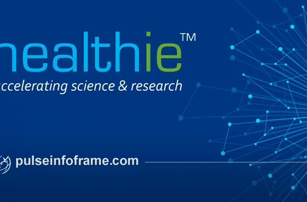 healthie logo on graphic with words Accelerating science & research