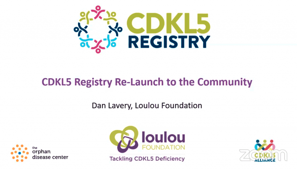 CDKL5 Registry logo depicting partnership Registry Re-Launch to Community